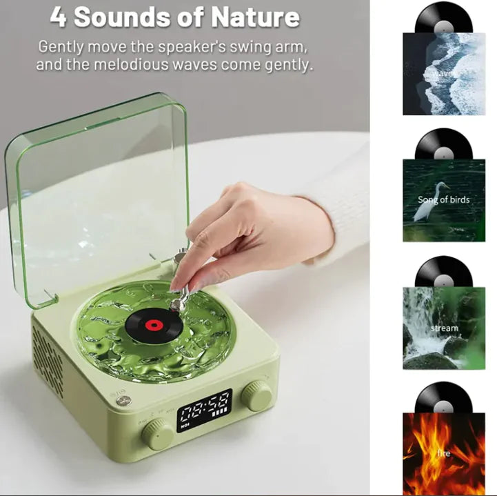 Retro Player Turntable Bluetooth Speaker with Wave Lights