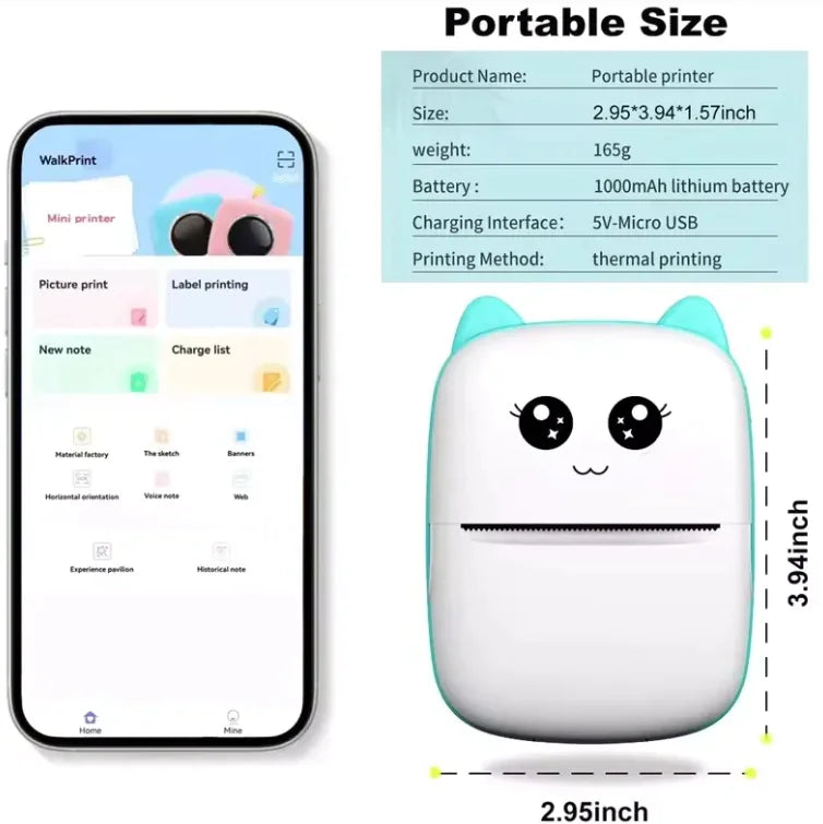 Mini Cat Thermal Bluetooth Portable Printer