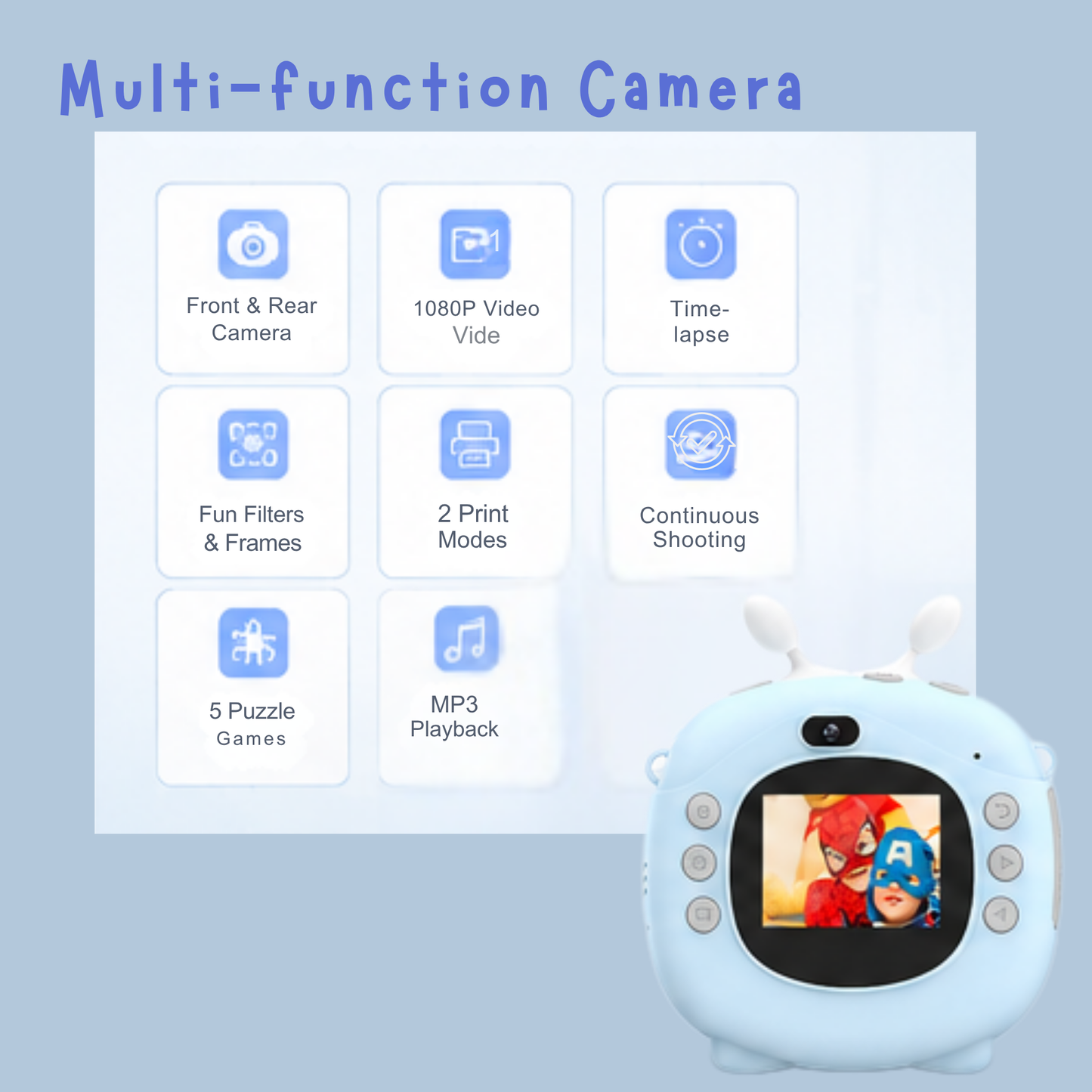 Instant Inkless Print Selfie Camera