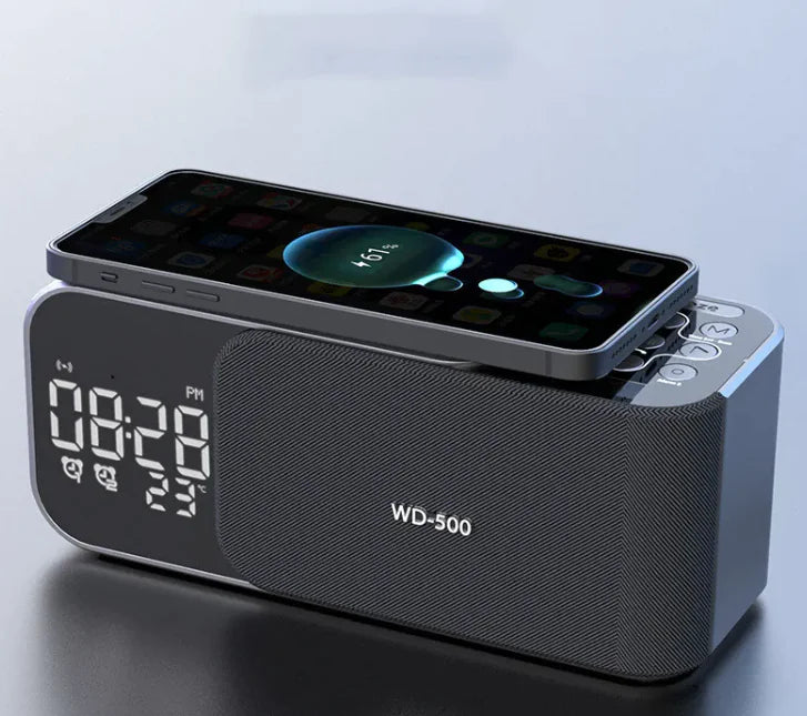 LED Alarm Clock with Bluetooth, Wireless Charging Station, and FM Radio