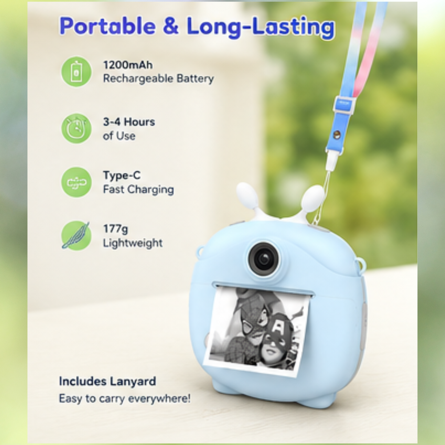 Instant Inkless Print Selfie Camera