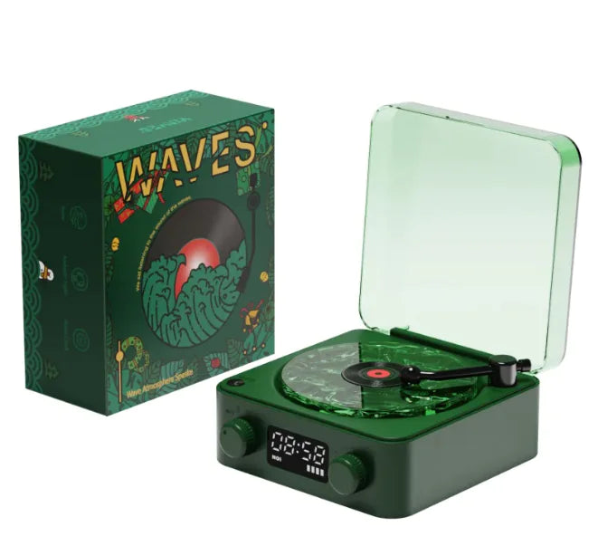 Retro Player Turntable Bluetooth Speaker with Wave Lights