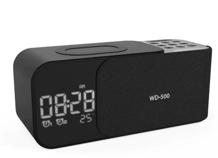 LED Alarm Clock with Bluetooth, Wireless Charging Station, and FM Radio