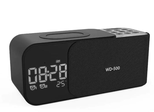 LED Alarm Clock with Bluetooth, Wireless Charging Station, and FM Radio