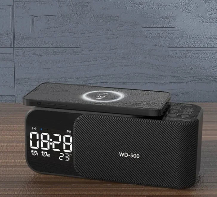 LED Alarm Clock with Bluetooth, Wireless Charging Station, and FM Radio