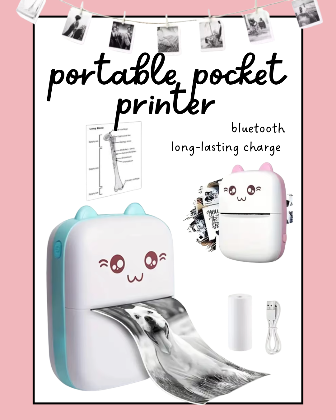 Portable Bluetooth Mini Thermal Printer - Cat