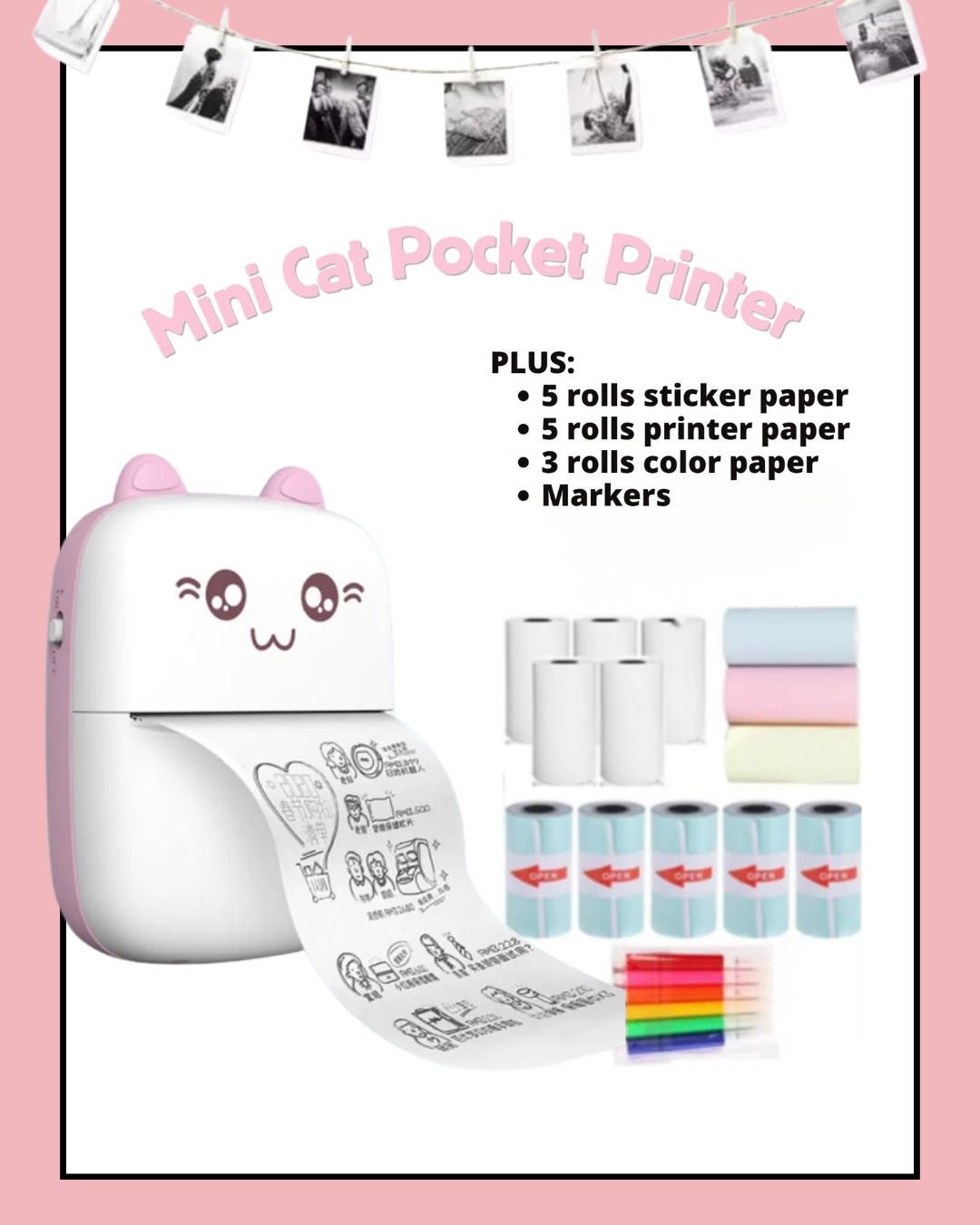 Portable Bluetooth Mini Thermal Printer - Cat