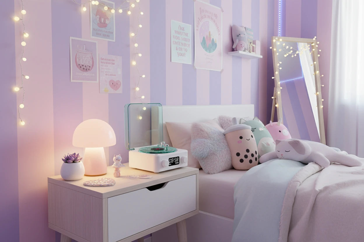 Retro Player Turntable Bluetooth Speaker with Wave Lights